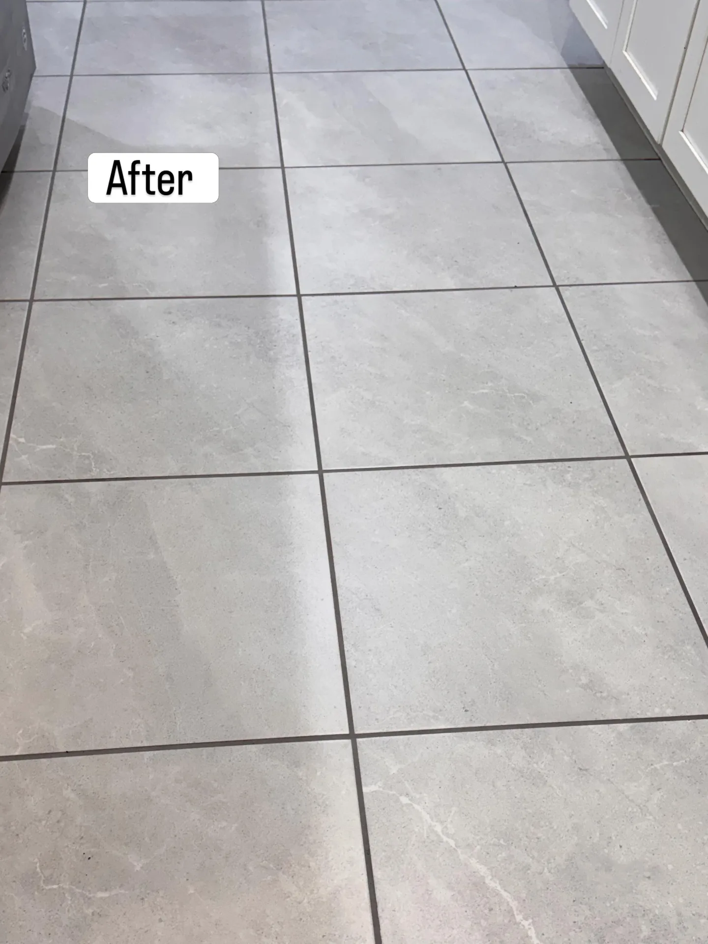 Residential tile floor and grout lines after professional tile & grout by Everglades Cleaning Solution