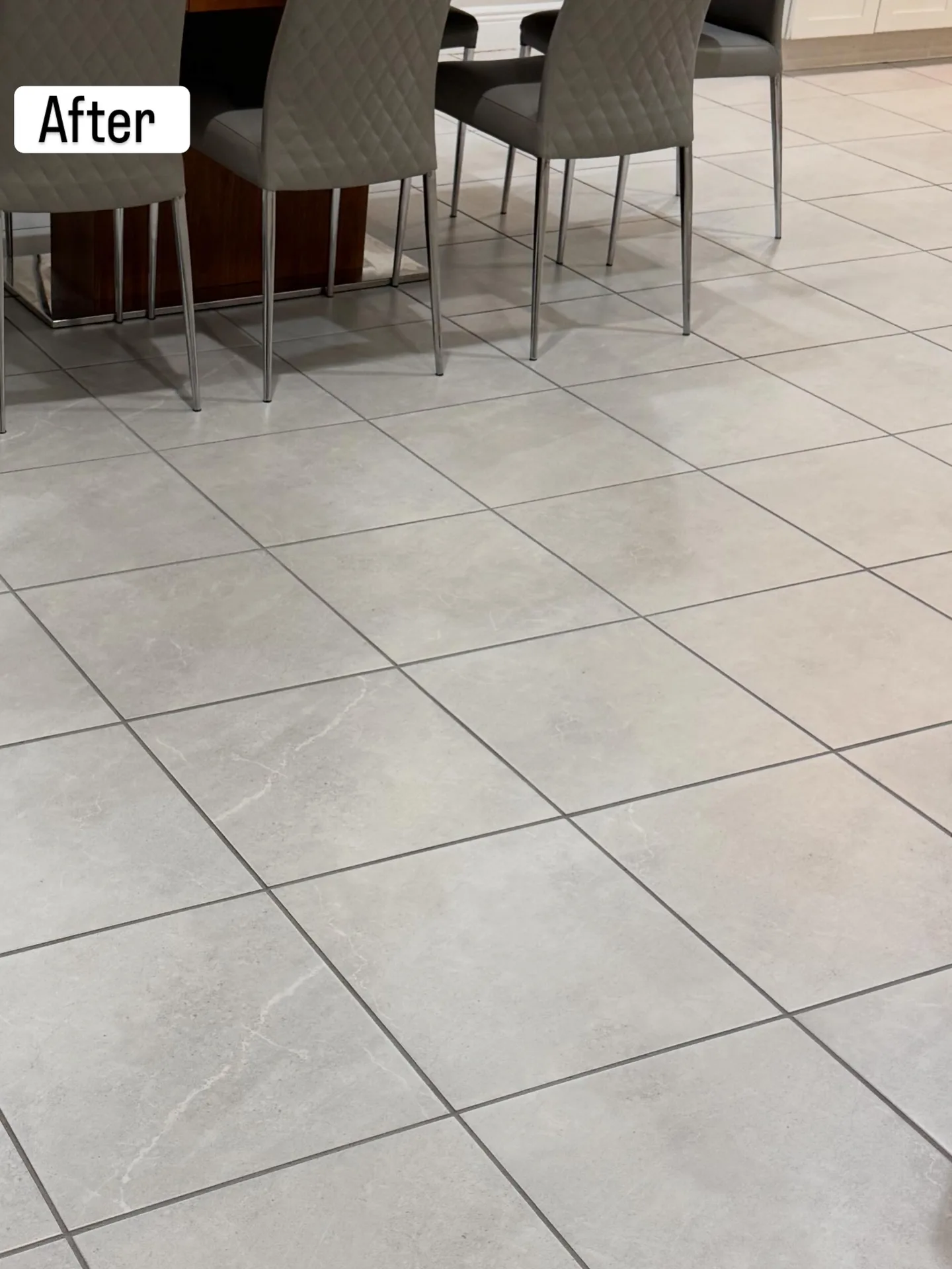 Residential tiled floor from a second angle after professional tile & grout by Everglades Cleaning Solution