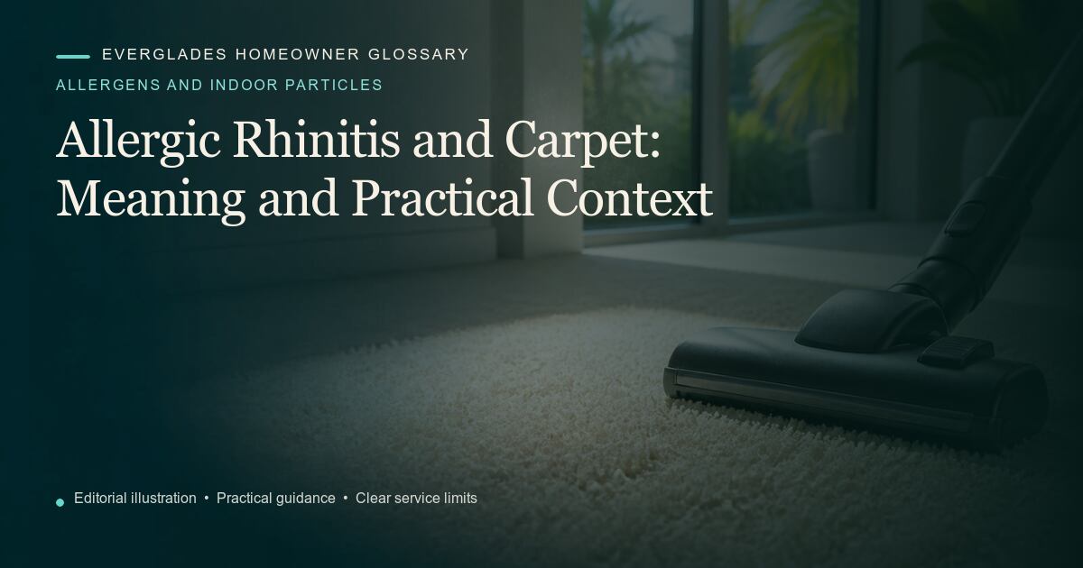 Editorial illustration for Allergic Rhinitis and Carpet, part of the allergens and indoor particles glossary.