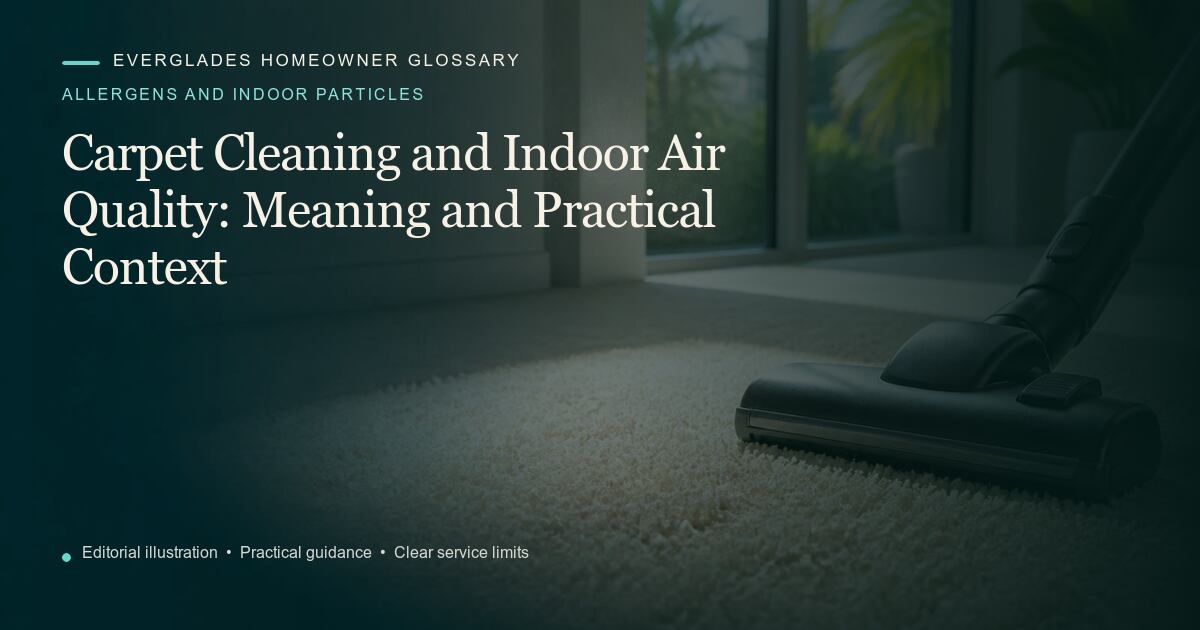 Editorial illustration for Carpet Cleaning and Indoor Air Quality, part of the allergens and indoor particles glossary.