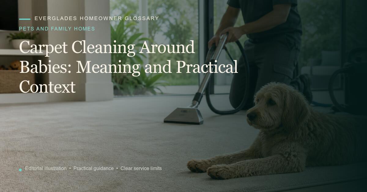 Editorial illustration for Carpet Cleaning Around Babies, part of the pets and family homes glossary.