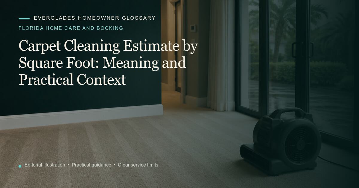 Editorial illustration for Carpet Cleaning Estimate by Square Foot, part of the florida home care and booking glossary.