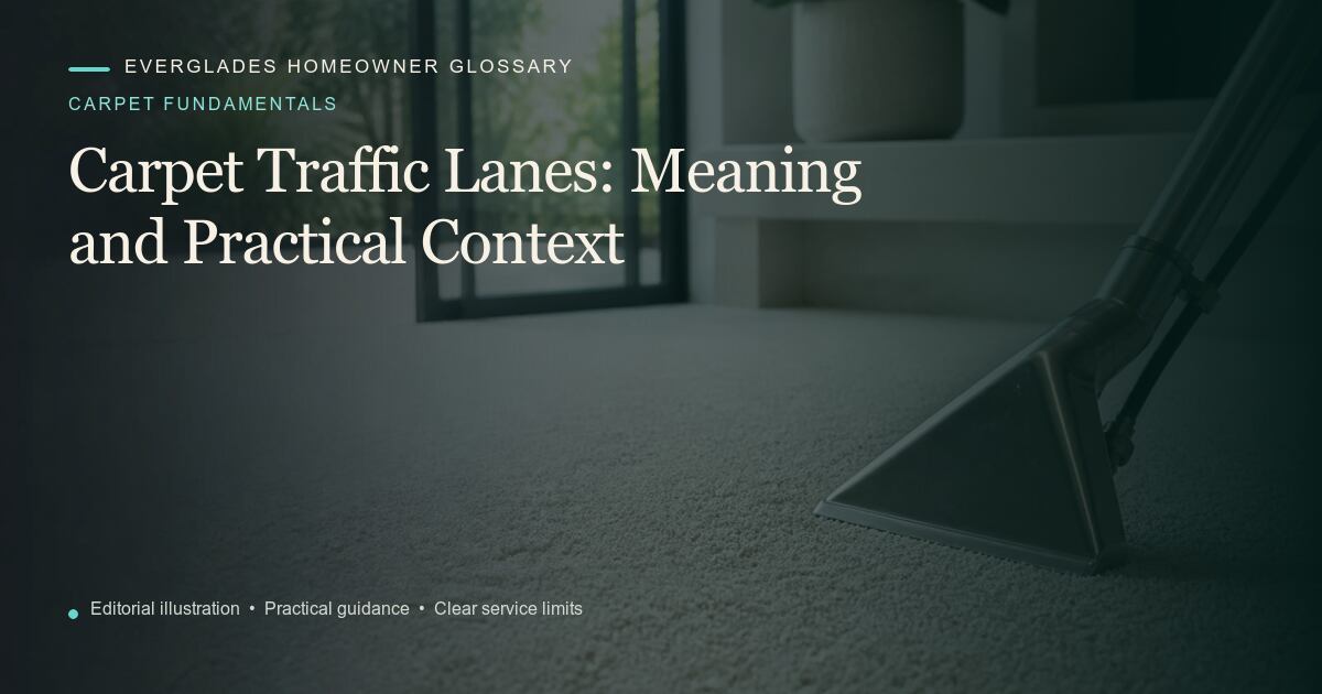 Editorial illustration for Carpet Traffic Lanes, part of the carpet fundamentals glossary.