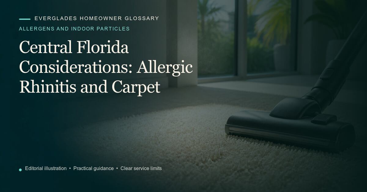 Editorial illustration for Allergic Rhinitis and Carpet, part of the allergens and indoor particles glossary.