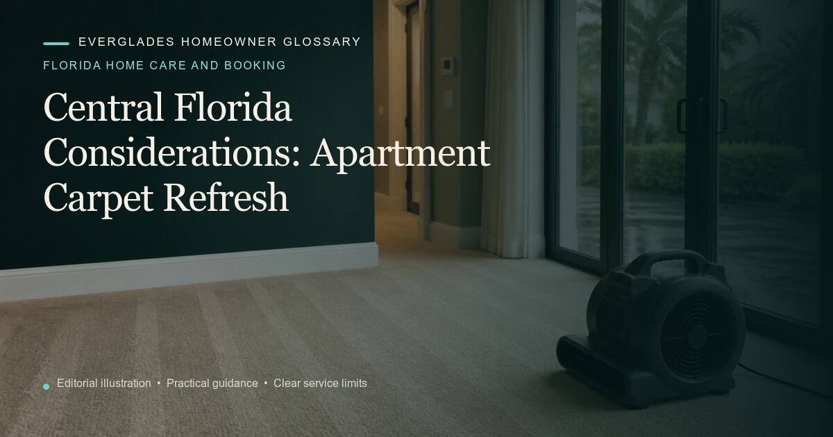 Editorial illustration for Apartment Carpet Refresh, part of the florida home care and booking glossary.