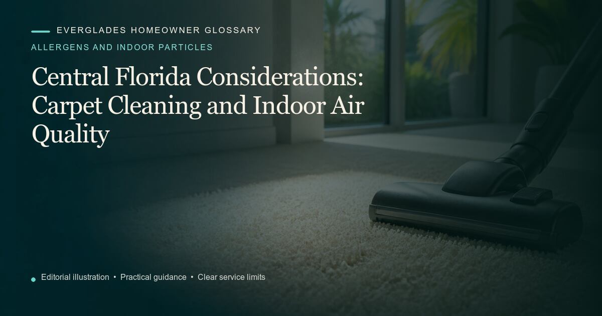 Editorial illustration for Carpet Cleaning and Indoor Air Quality, part of the allergens and indoor particles glossary.