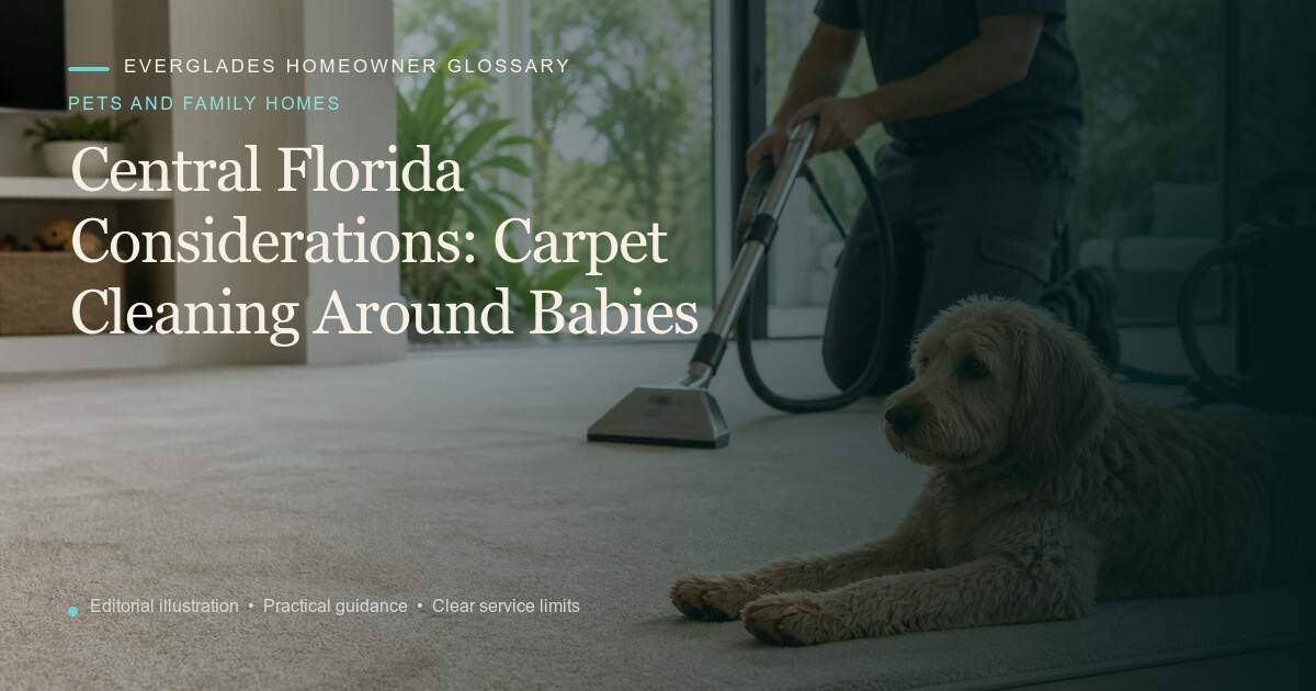 Editorial illustration for Carpet Cleaning Around Babies, part of the pets and family homes glossary.