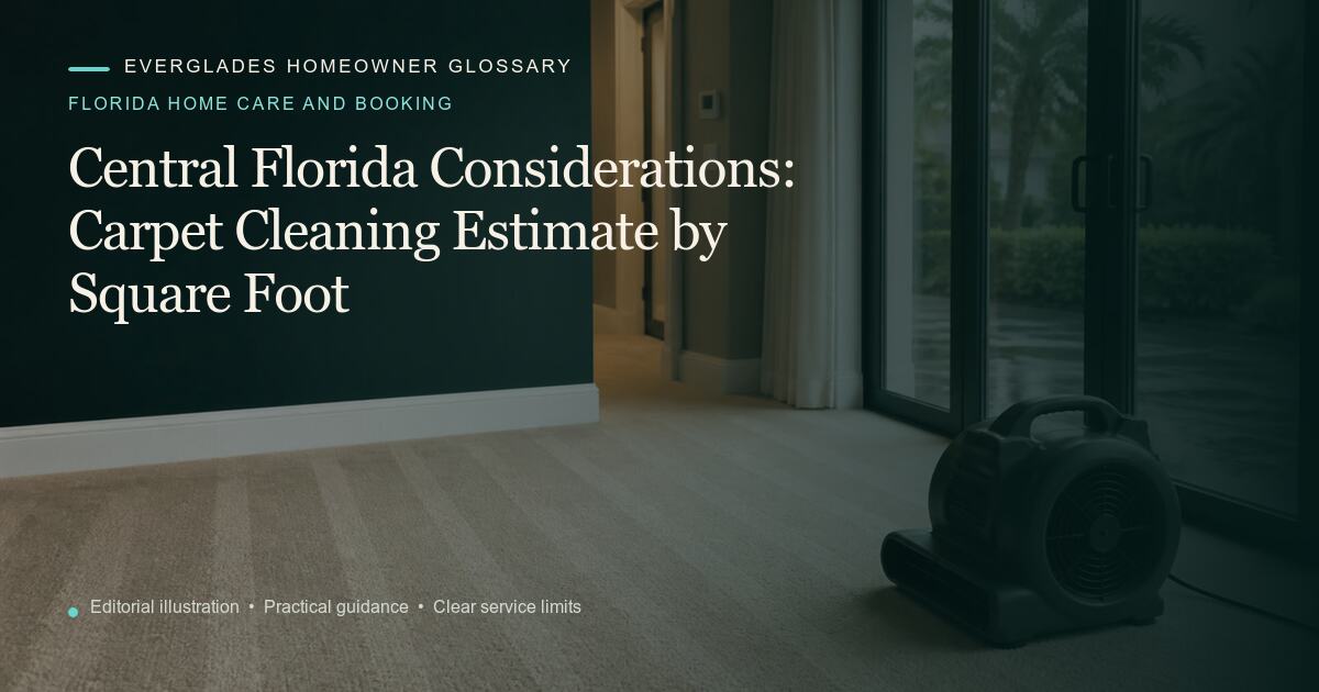Editorial illustration for Carpet Cleaning Estimate by Square Foot, part of the florida home care and booking glossary.