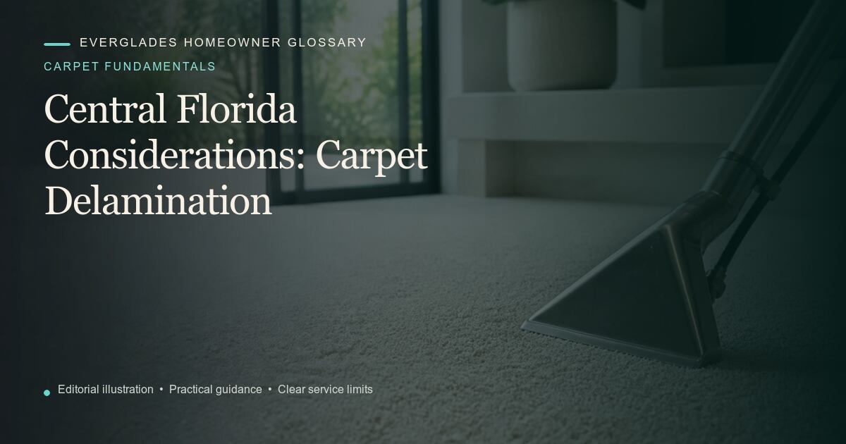 Editorial illustration for Carpet Delamination, part of the carpet fundamentals glossary.