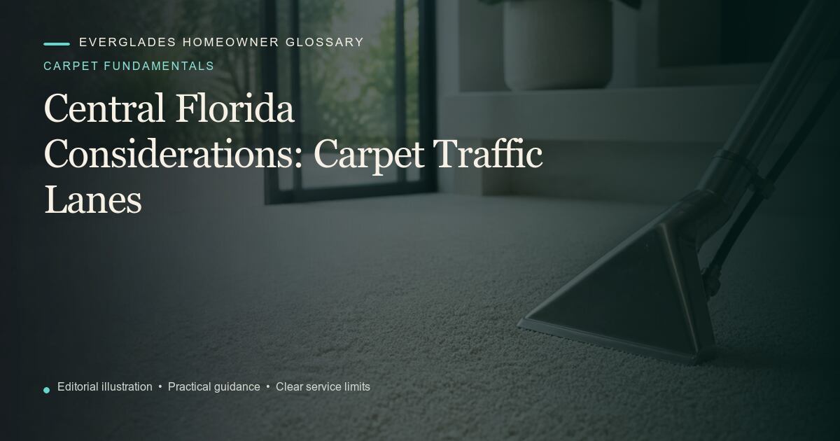 Editorial illustration for Carpet Traffic Lanes, part of the carpet fundamentals glossary.