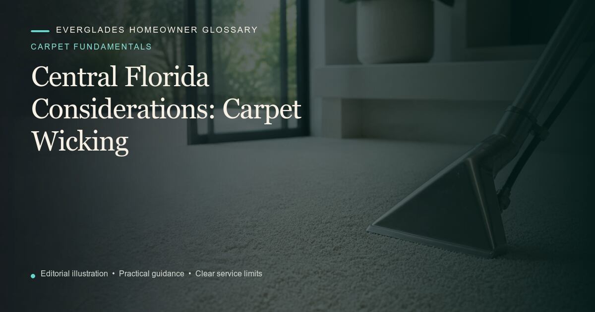Editorial illustration for Carpet Wicking, part of the carpet fundamentals glossary.