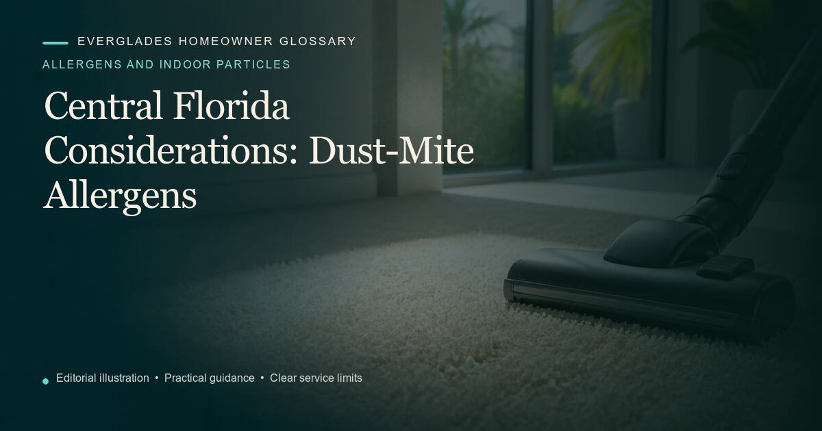 Editorial illustration for Dust-Mite Allergens, part of the allergens and indoor particles glossary.