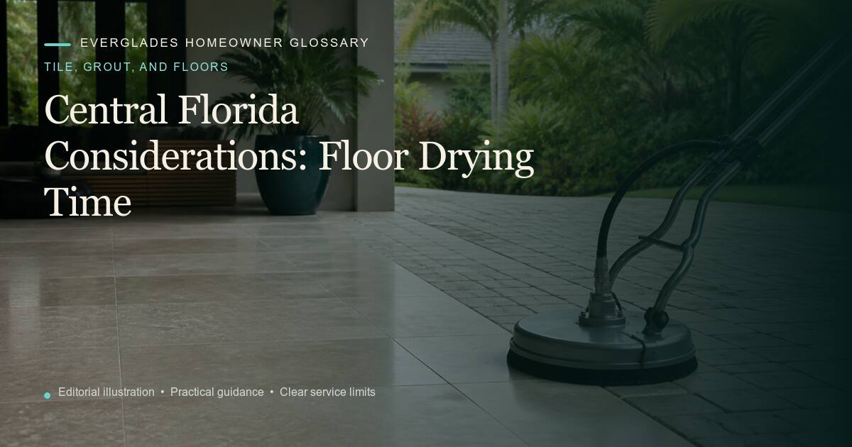 Editorial illustration for Floor Drying Time, part of the tile, grout, and floors glossary.