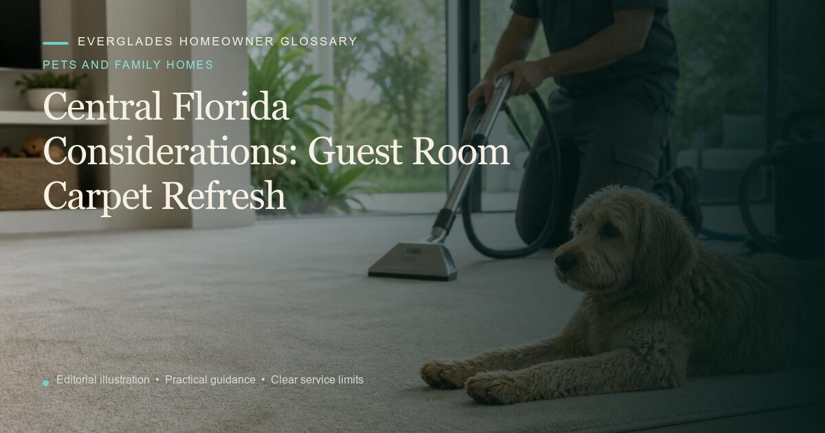 Editorial illustration for Guest Room Carpet Refresh, part of the pets and family homes glossary.