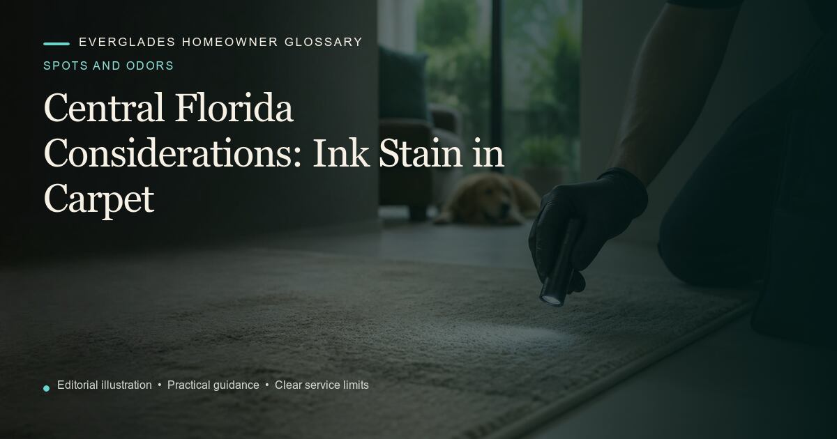 Editorial illustration for Ink Stain in Carpet, part of the spots and odors glossary.