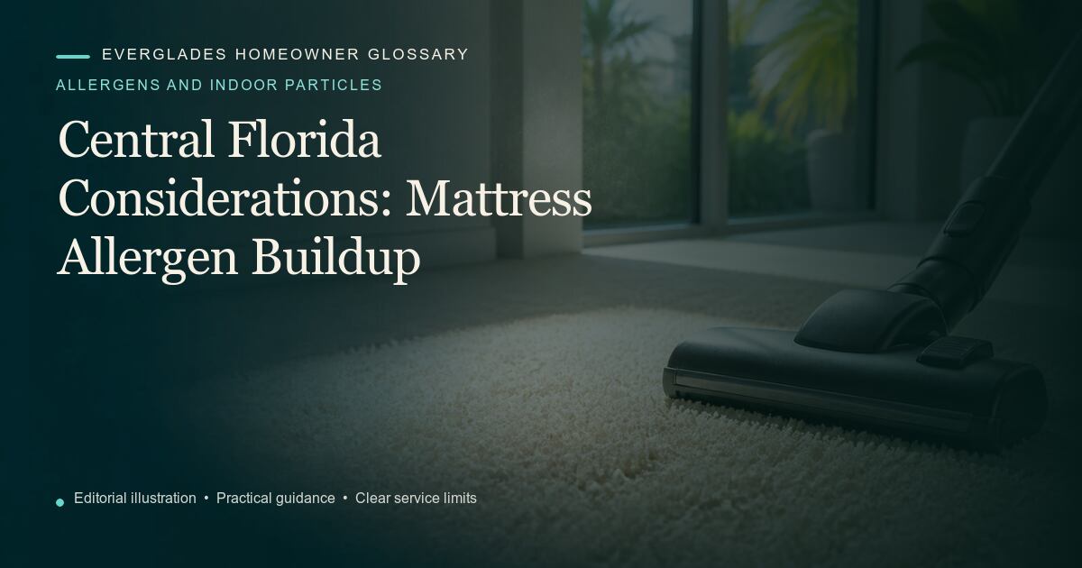 Editorial illustration for Mattress Allergen Buildup, part of the allergens and indoor particles glossary.