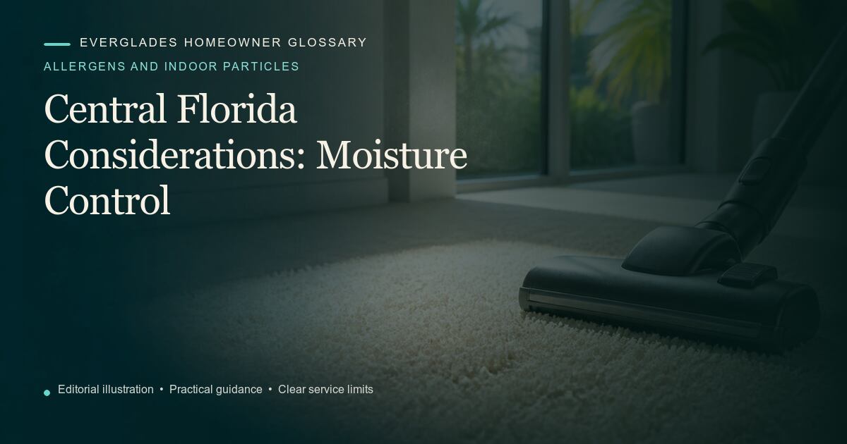 Editorial illustration for Moisture Control, part of the allergens and indoor particles glossary.