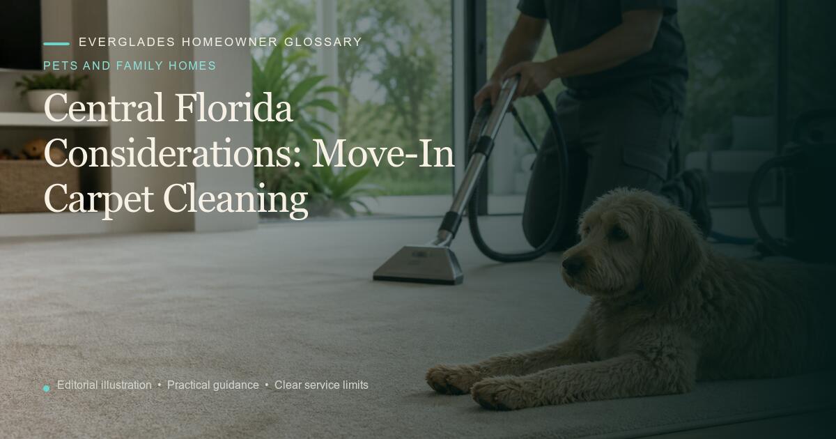 Editorial illustration for Move-In Carpet Cleaning, part of the pets and family homes glossary.