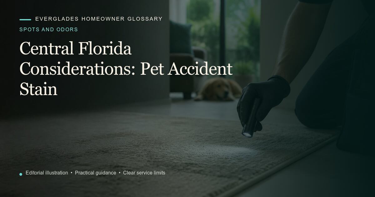Editorial illustration for Pet Accident Stain, part of the spots and odors glossary.