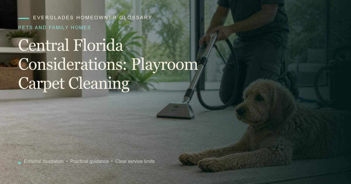 Editorial illustration for Playroom Carpet Cleaning, part of the pets and family homes glossary.