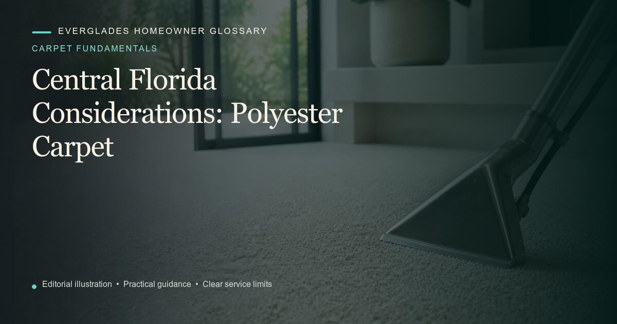 Editorial illustration for Polyester Carpet, part of the carpet fundamentals glossary.