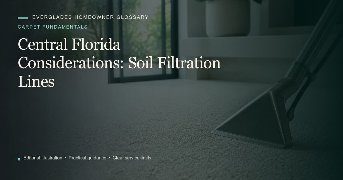 Editorial illustration for Soil Filtration Lines, part of the carpet fundamentals glossary.