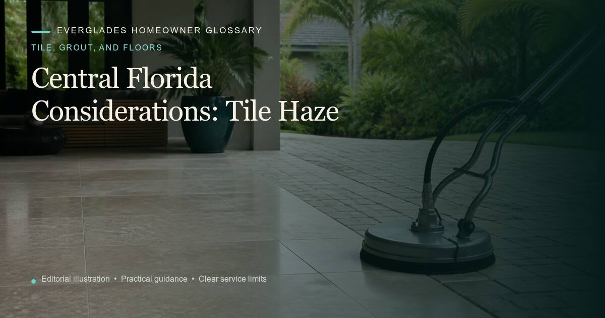 Editorial illustration for Tile Haze, part of the tile, grout, and floors glossary.