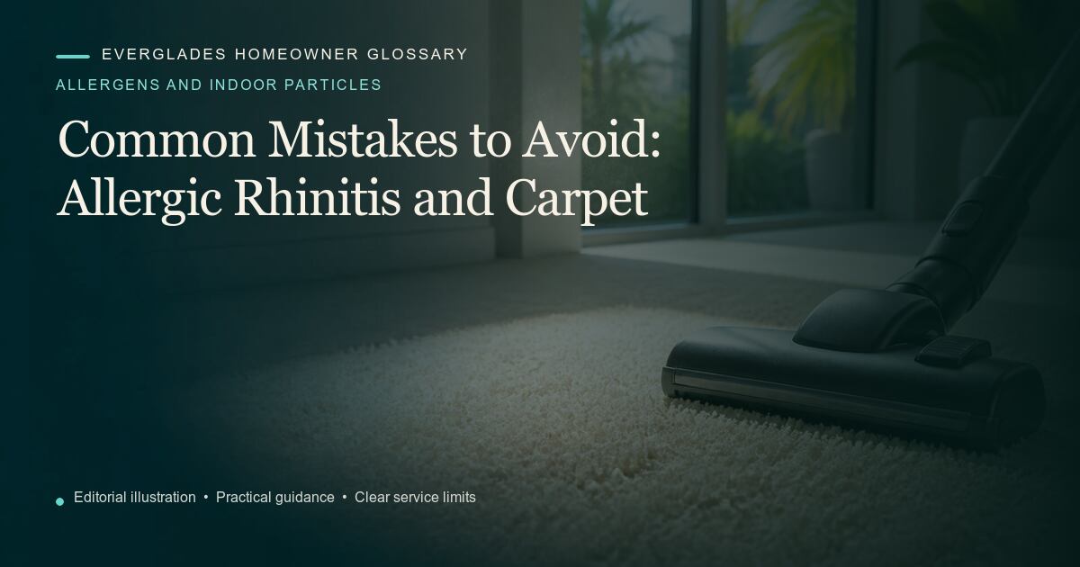 Editorial illustration for Allergic Rhinitis and Carpet, part of the allergens and indoor particles glossary.