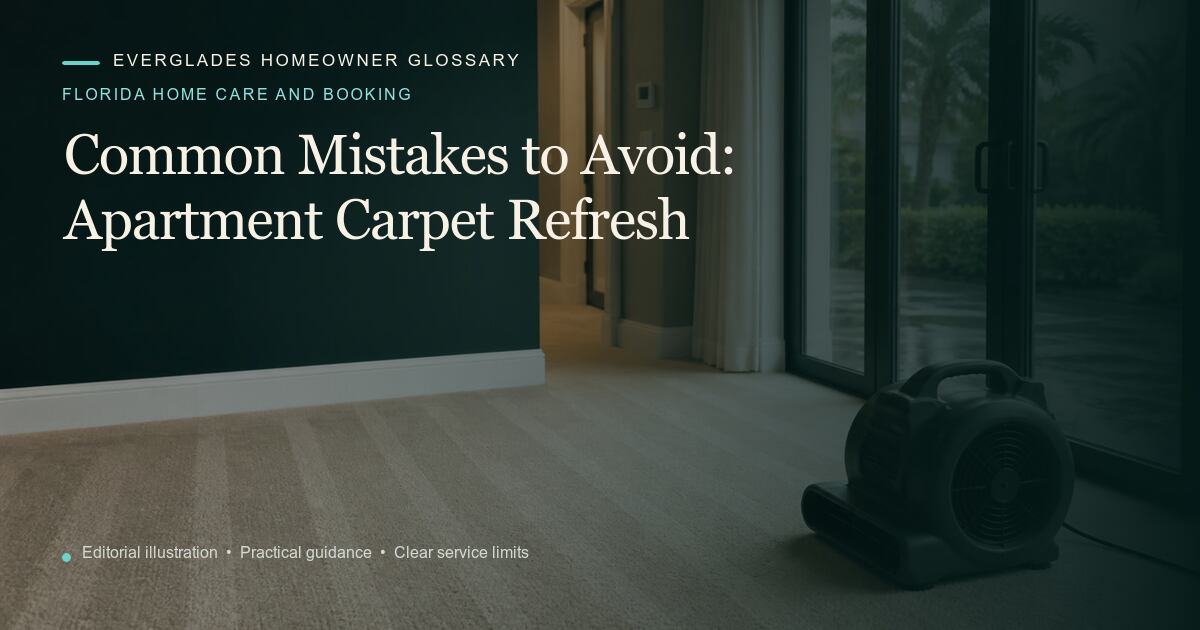 Editorial illustration for Apartment Carpet Refresh, part of the florida home care and booking glossary.