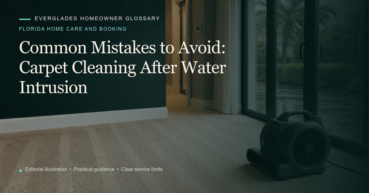 Editorial illustration for Carpet Cleaning After Water Intrusion, part of the florida home care and booking glossary.