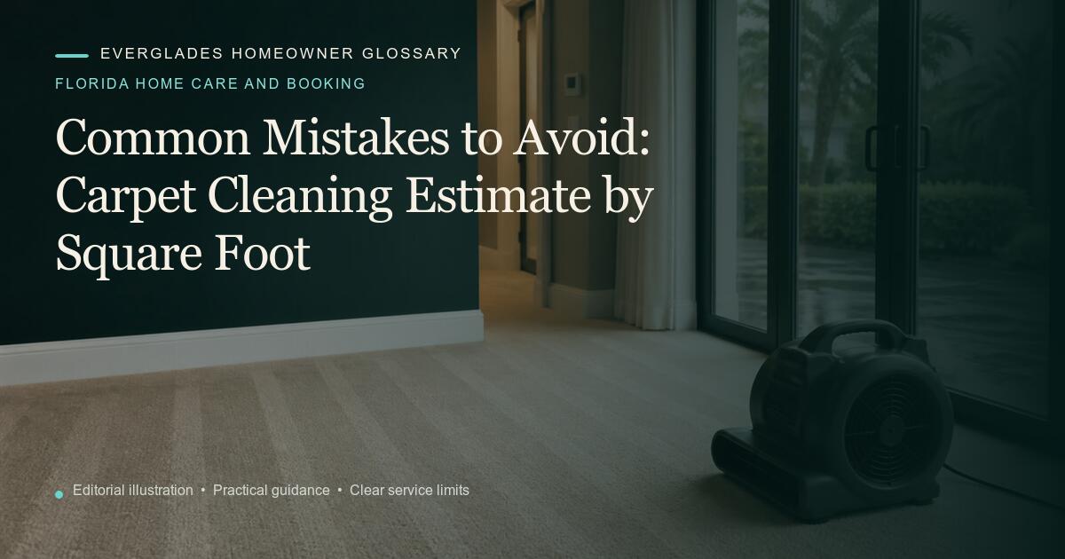 Editorial illustration for Carpet Cleaning Estimate by Square Foot, part of the florida home care and booking glossary.
