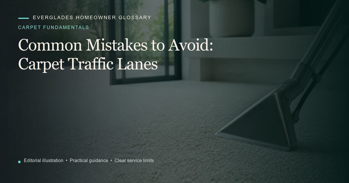 Editorial illustration for Carpet Traffic Lanes, part of the carpet fundamentals glossary.