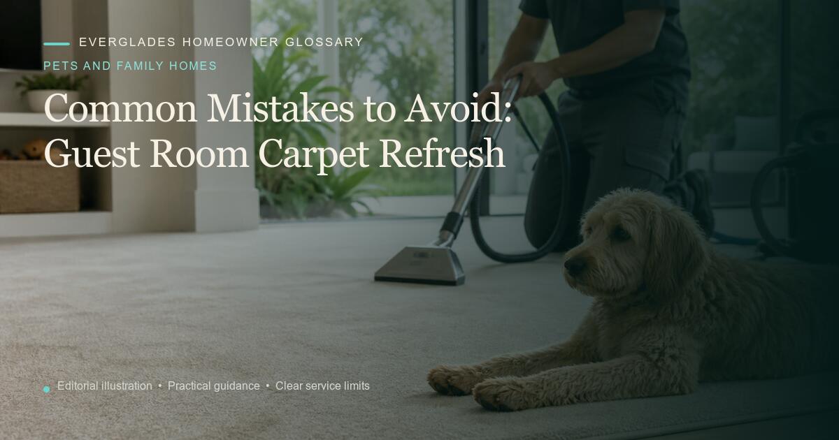 Editorial illustration for Guest Room Carpet Refresh, part of the pets and family homes glossary.