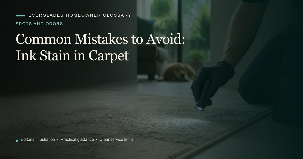 Editorial illustration for Ink Stain in Carpet, part of the spots and odors glossary.