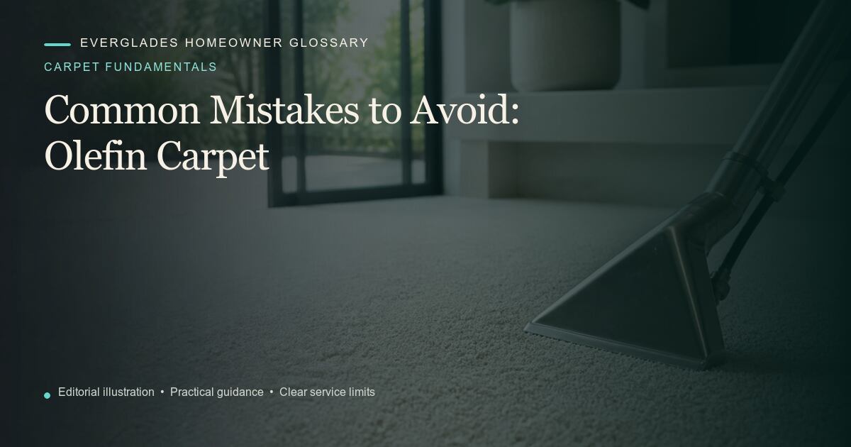 Editorial illustration for Olefin Carpet, part of the carpet fundamentals glossary.