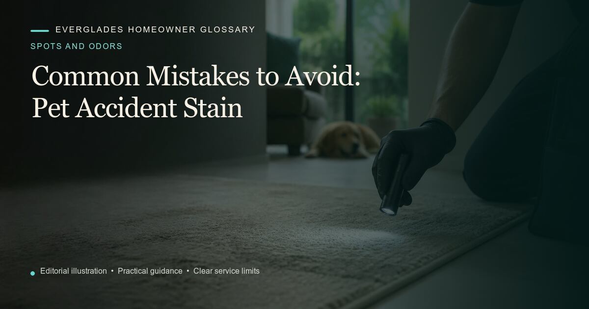 Editorial illustration for Pet Accident Stain, part of the spots and odors glossary.