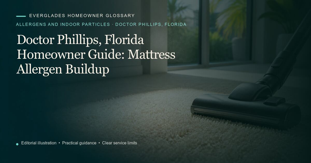 Editorial illustration for Mattress Allergen Buildup, part of the allergens and indoor particles glossary for homeowners in Doctor Phillips, Florida.