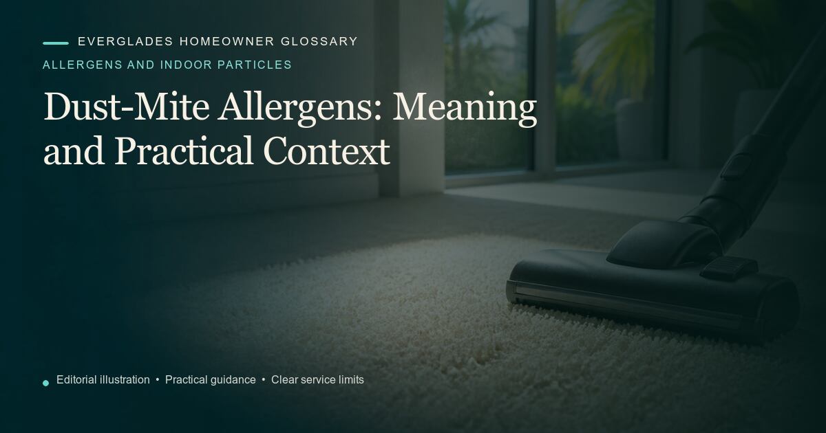 Editorial illustration for Dust-Mite Allergens, part of the allergens and indoor particles glossary.