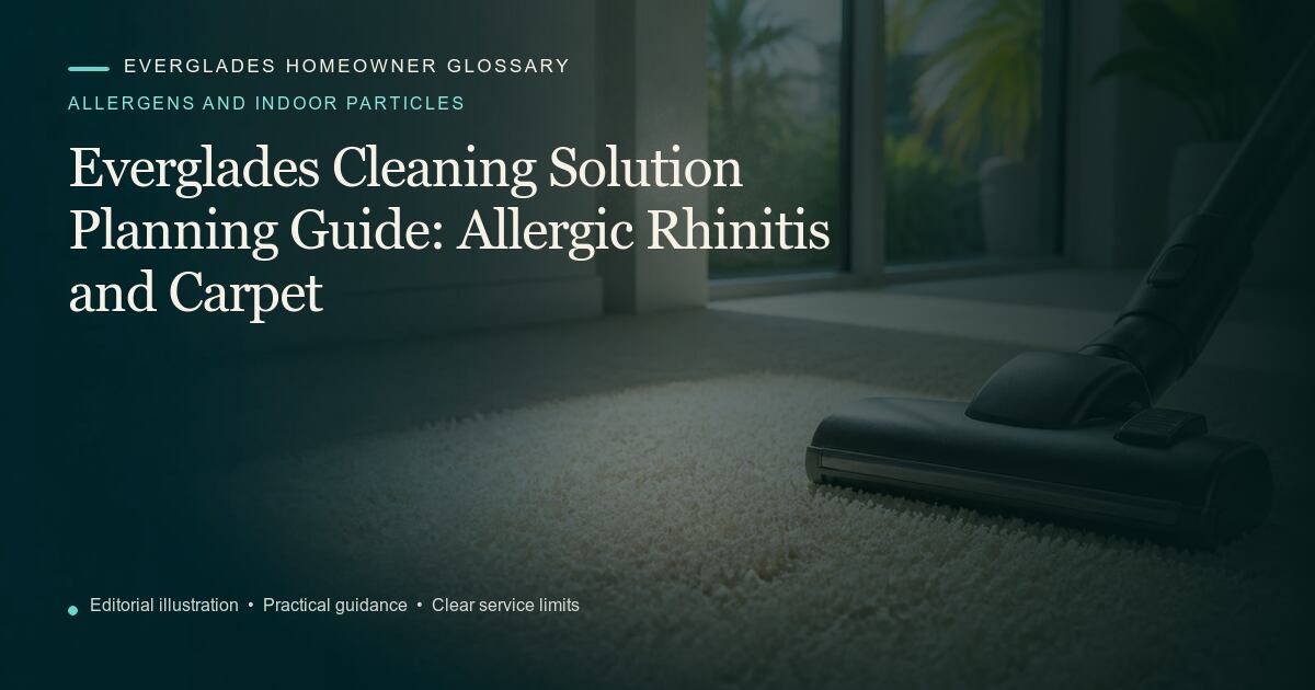 Editorial illustration for Allergic Rhinitis and Carpet, part of the allergens and indoor particles glossary.