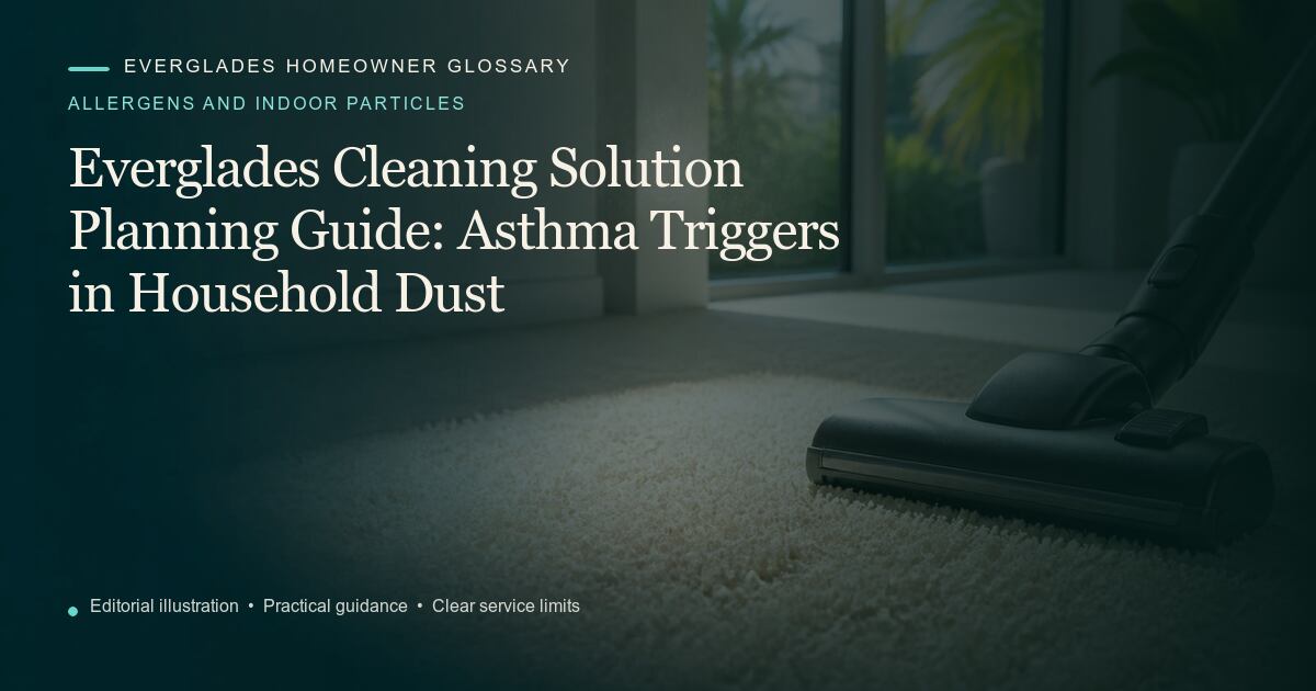 Editorial illustration for Asthma Triggers in Household Dust, part of the allergens and indoor particles glossary.