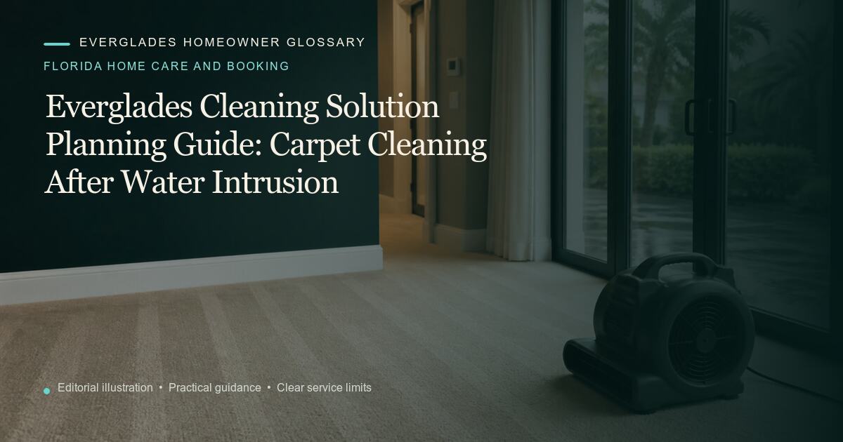 Editorial illustration for Carpet Cleaning After Water Intrusion, part of the florida home care and booking glossary.