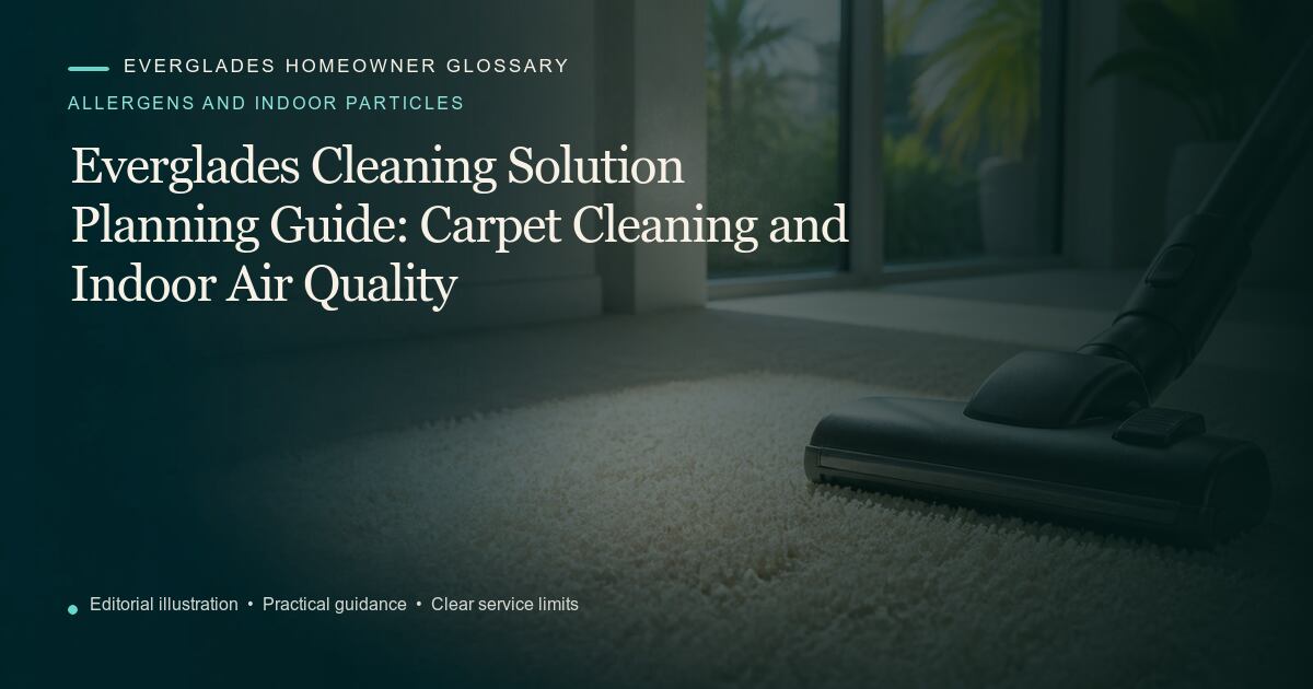 Editorial illustration for Carpet Cleaning and Indoor Air Quality, part of the allergens and indoor particles glossary.