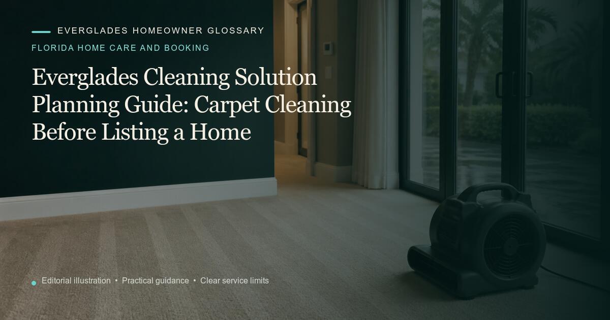 Editorial illustration for Carpet Cleaning Before Listing a Home, part of the florida home care and booking glossary.