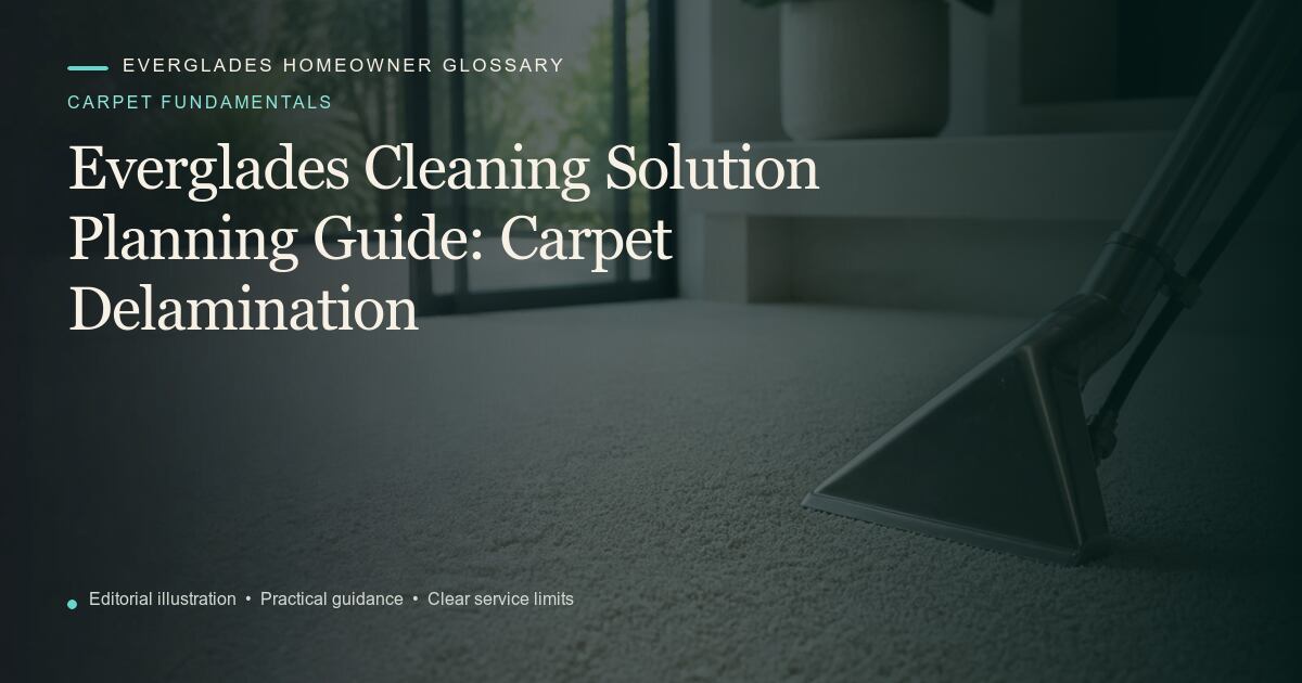 Editorial illustration for Carpet Delamination, part of the carpet fundamentals glossary.