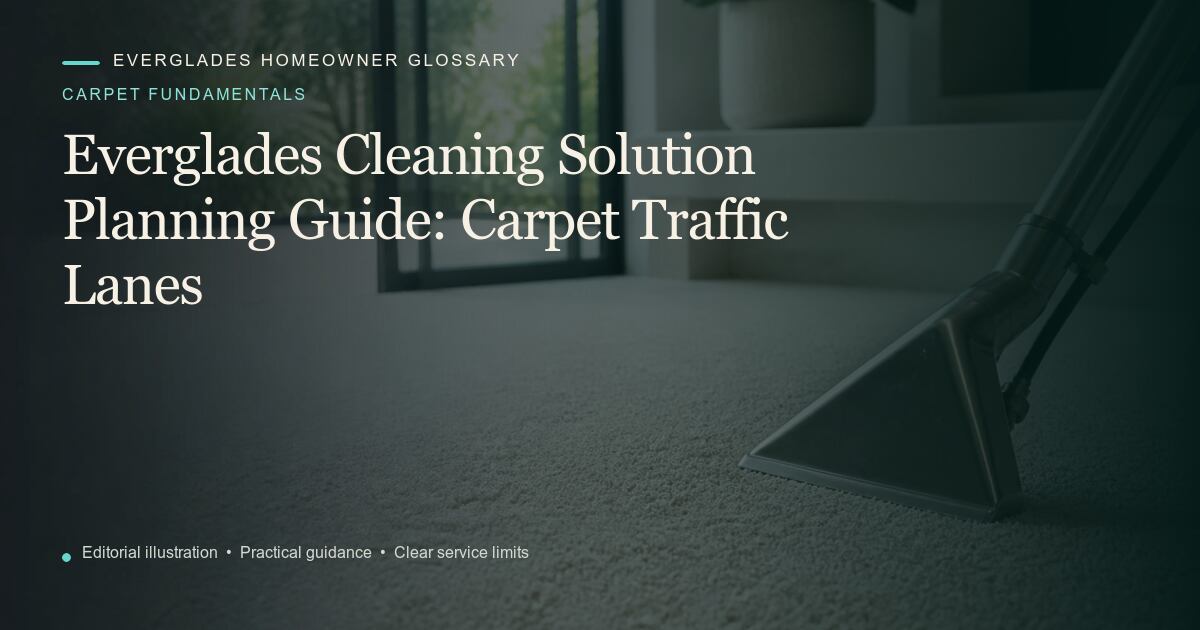 Editorial illustration for Carpet Traffic Lanes, part of the carpet fundamentals glossary.