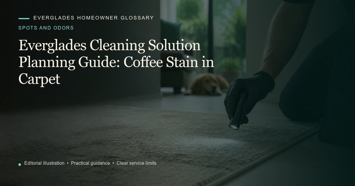 Editorial illustration for Coffee Stain in Carpet, part of the spots and odors glossary.