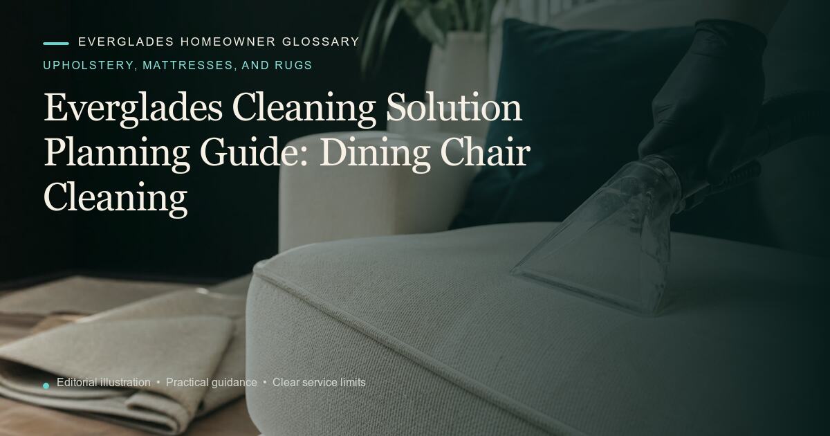 Editorial illustration for Dining Chair Cleaning, part of the upholstery, mattresses, and rugs glossary.