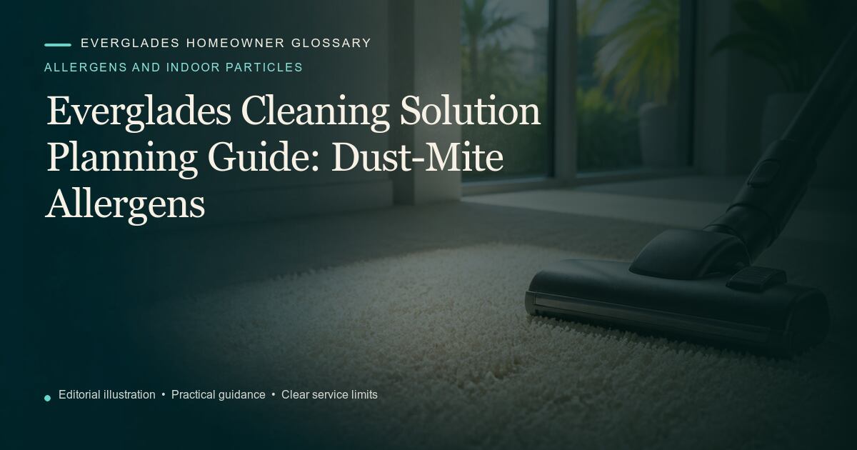 Editorial illustration for Dust-Mite Allergens, part of the allergens and indoor particles glossary.