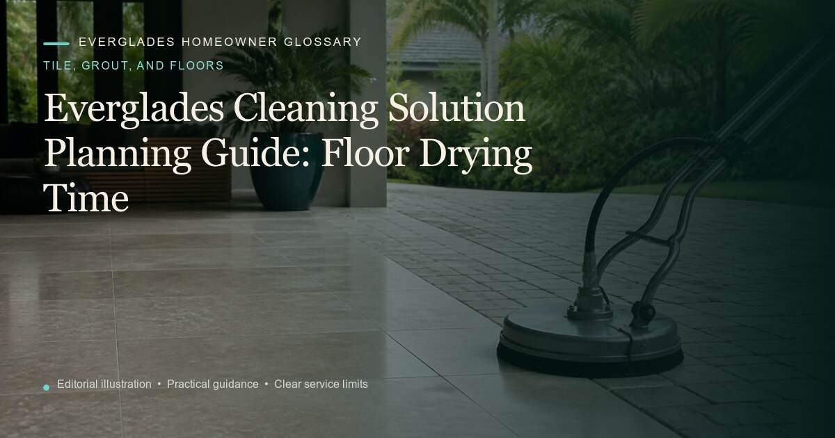 Editorial illustration for Floor Drying Time, part of the tile, grout, and floors glossary.