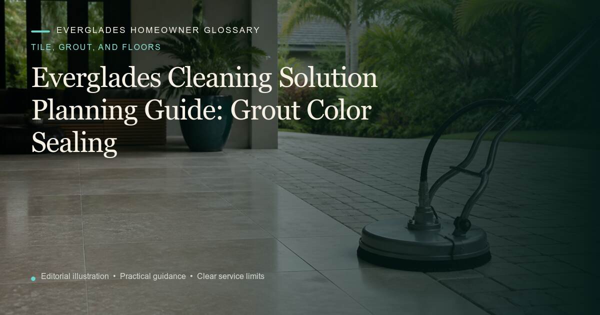Editorial illustration for Grout Color Sealing, part of the tile, grout, and floors glossary.